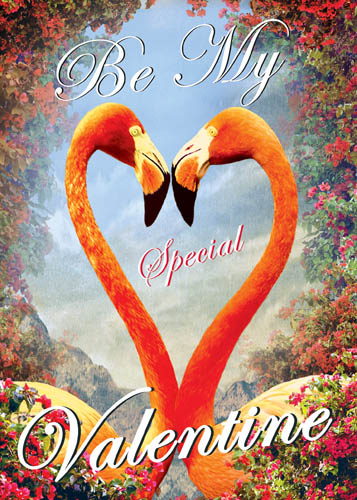 Be My Special Valentine Flamingo Heads Greeting Card - Click Image to Close